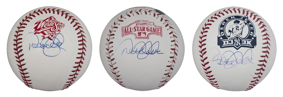 Derek Jeter Signed Official MLB Commemorative Baseballs Lot of 3 (JSA/MLB Authenticated)